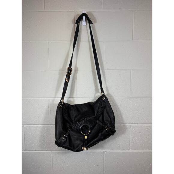 VINTAGE Cole Haan Collection F06 Shoulder Bag Black Leather Crossbody Adjustable - Picture 1 of 10